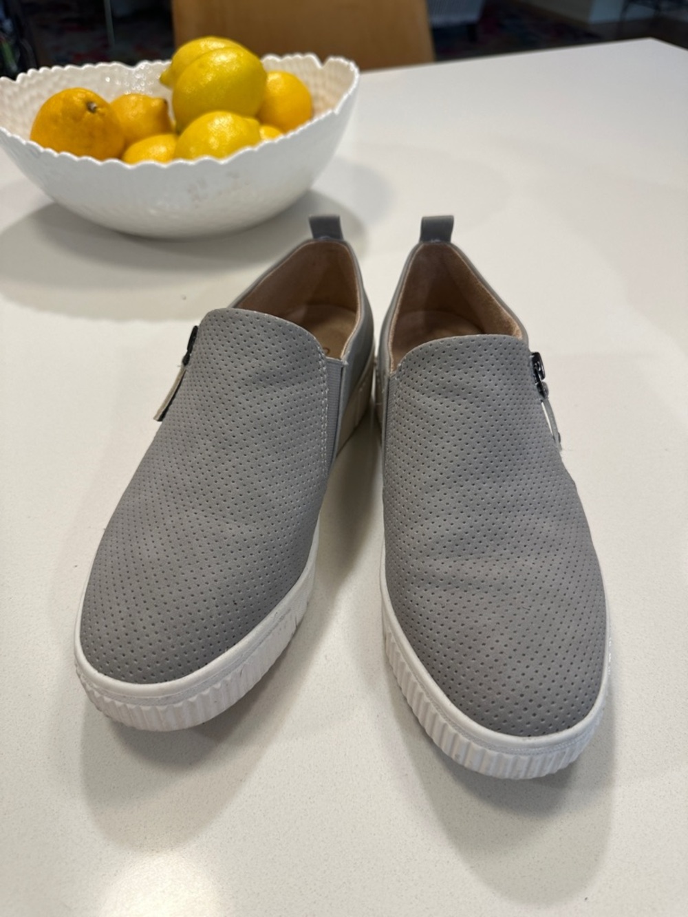 Women’s Grey Slip-On Perforated Casual Sneakers